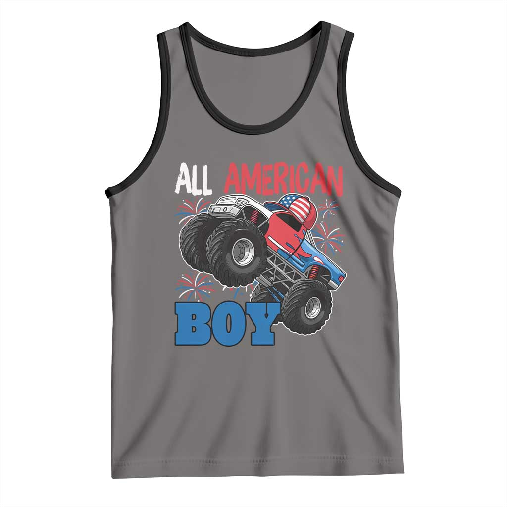 Funny All American Boy 4th Of July Tank Top Monster Trucks American Flag Fireworks - Wonder Print Shop