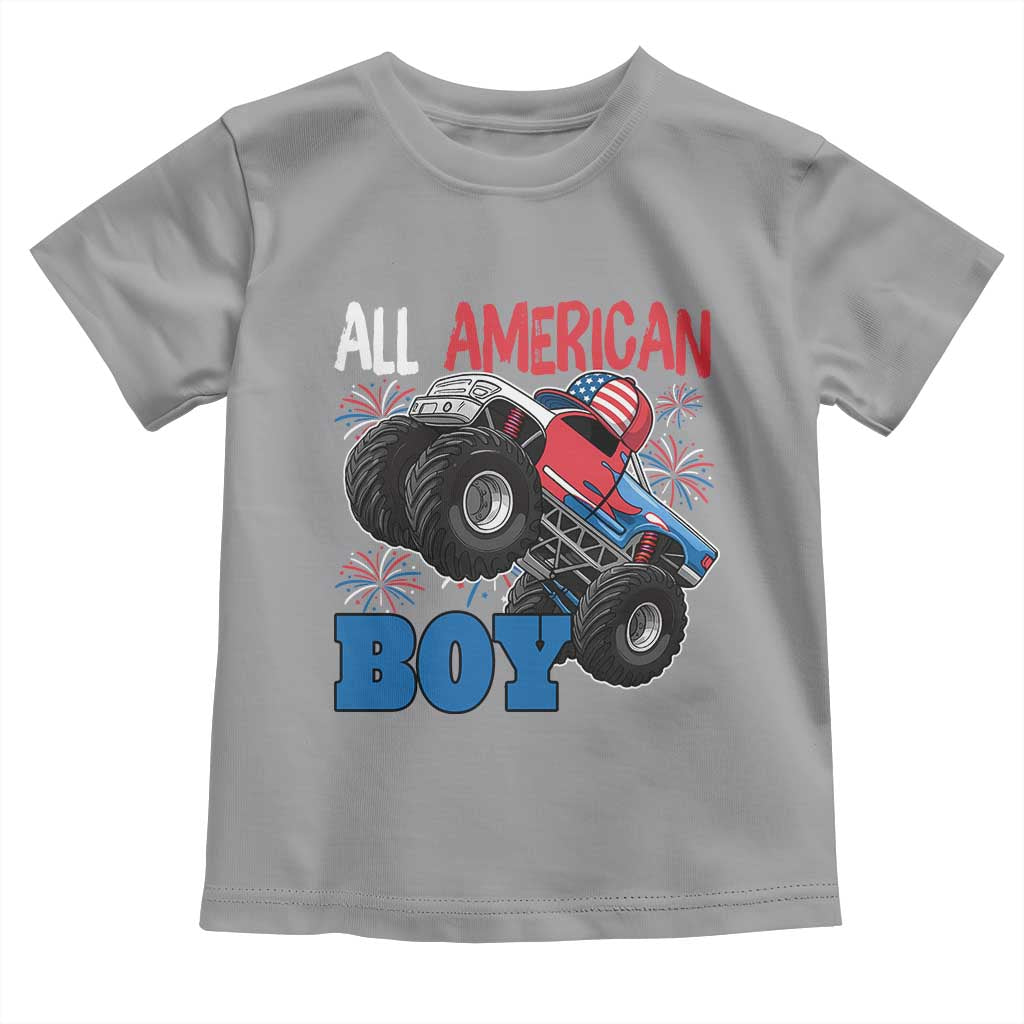 Funny All American Boy 4th Of July Toddler T Shirt Monster Trucks American Flag Fireworks - Wonder Print Shop