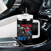 Funny All American Boy 4th Of July Tumbler With Handle Monster Trucks American Flag Fireworks - Wonder Print Shop