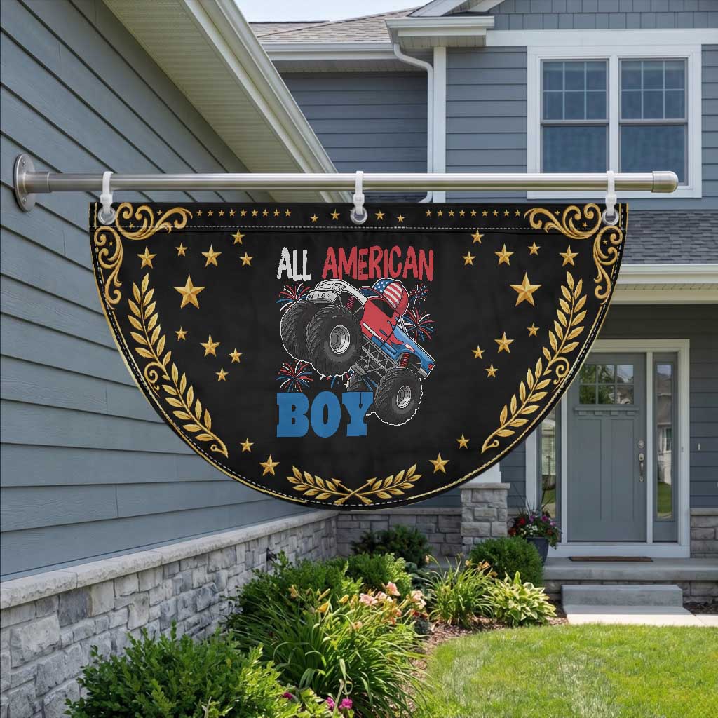 Funny All American Boy 4th Of July Patriotic Fan Flag Monster Trucks American Flag Fireworks