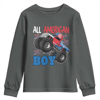 Funny All American Boy 4th Of July Youth Sweatshirt Monster Trucks American Flag Fireworks - Wonder Print Shop