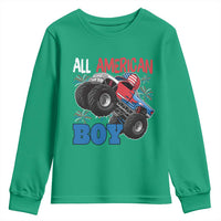 Funny All American Boy 4th Of July Youth Sweatshirt Monster Trucks American Flag Fireworks - Wonder Print Shop