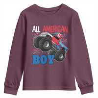 Funny All American Boy 4th Of July Youth Sweatshirt Monster Trucks American Flag Fireworks - Wonder Print Shop