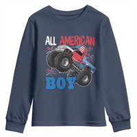Funny All American Boy 4th Of July Youth Sweatshirt Monster Trucks American Flag Fireworks - Wonder Print Shop