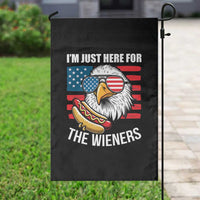 Funny I'm Just Here For The Wieners Garden Flag 4th Of July Bald Eagle Hot Dog Lover - Wonder Print Shop