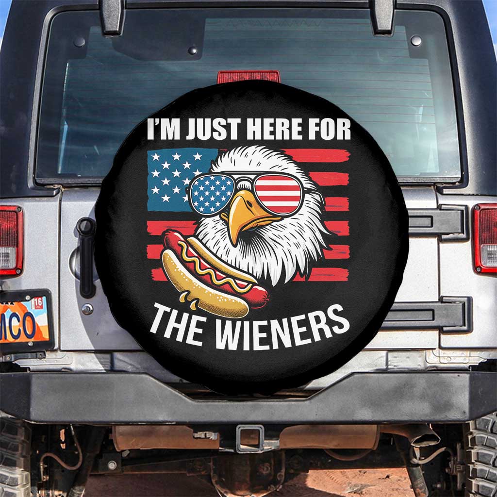 Funny I'm Just Here For The Wieners Spare Tire Cover 4th Of July Bald Eagle Hot Dog Lover - Wonder Print Shop