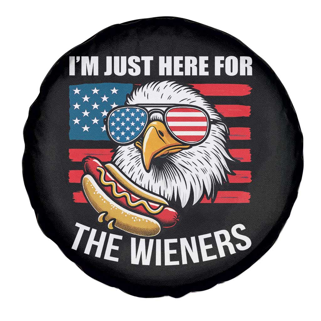Funny I'm Just Here For The Wieners Spare Tire Cover 4th Of July Bald Eagle Hot Dog Lover - Wonder Print Shop