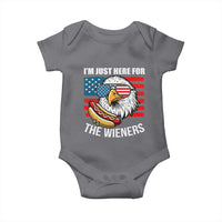 Funny I'm Just Here For The Wieners Baby Onesie 4th Of July Bald Eagle Hot Dog Lover - Wonder Print Shop