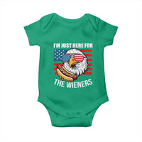 Funny I'm Just Here For The Wieners Baby Onesie 4th Of July Bald Eagle Hot Dog Lover - Wonder Print Shop