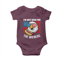 Funny I'm Just Here For The Wieners Baby Onesie 4th Of July Bald Eagle Hot Dog Lover - Wonder Print Shop