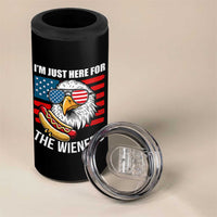 Funny I'm Just Here For The Wieners 4 in 1 Can Cooler Tumbler 4th Of July Bald Eagle Hot Dog Lover - Wonder Print Shop