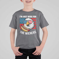 Funny I'm Just Here For The Wieners T Shirt For Kid 4th Of July Bald Eagle Hot Dog Lover - Wonder Print Shop