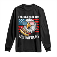Funny I'm Just Here For The Wieners Long Sleeve Shirt 4th Of July Bald Eagle Hot Dog Lover - Wonder Print Shop