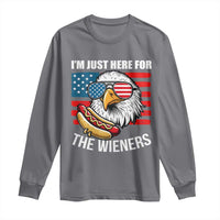 Funny I'm Just Here For The Wieners Long Sleeve Shirt 4th Of July Bald Eagle Hot Dog Lover - Wonder Print Shop
