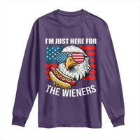 Funny I'm Just Here For The Wieners Long Sleeve Shirt 4th Of July Bald Eagle Hot Dog Lover - Wonder Print Shop