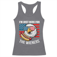 Funny I'm Just Here For The Wieners Racerback Tank Top 4th Of July Bald Eagle Hot Dog Lover - Wonder Print Shop