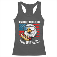 Funny I'm Just Here For The Wieners Racerback Tank Top 4th Of July Bald Eagle Hot Dog Lover - Wonder Print Shop