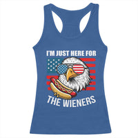 Funny I'm Just Here For The Wieners Racerback Tank Top 4th Of July Bald Eagle Hot Dog Lover - Wonder Print Shop