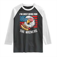 Funny I'm Just Here For The Wieners Raglan Shirt 4th Of July Bald Eagle Hot Dog Lover - Wonder Print Shop