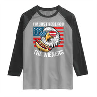 Funny I'm Just Here For The Wieners Raglan Shirt 4th Of July Bald Eagle Hot Dog Lover - Wonder Print Shop