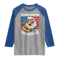 Funny I'm Just Here For The Wieners Raglan Shirt 4th Of July Bald Eagle Hot Dog Lover - Wonder Print Shop