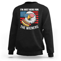 Funny I'm Just Here For The Wieners Sweatshirt 4th Of July Bald Eagle Hot Dog Lover - Wonder Print Shop