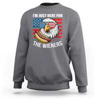 Funny I'm Just Here For The Wieners Sweatshirt 4th Of July Bald Eagle Hot Dog Lover - Wonder Print Shop