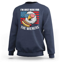 Funny I'm Just Here For The Wieners Sweatshirt 4th Of July Bald Eagle Hot Dog Lover - Wonder Print Shop