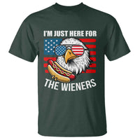 Funny I'm Just Here For The Wieners T Shirt 4th Of July Bald Eagle Hot Dog Lover - Wonder Print Shop