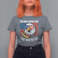 Funny I'm Just Here For The Wieners T Shirt For Women 4th Of July Bald Eagle Hot Dog Lover - Wonder Print Shop