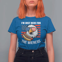 Funny I'm Just Here For The Wieners T Shirt For Women 4th Of July Bald Eagle Hot Dog Lover - Wonder Print Shop