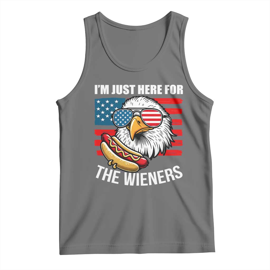 Funny I'm Just Here For The Wieners Tank Top 4th Of July Bald Eagle Hot Dog Lover - Wonder Print Shop