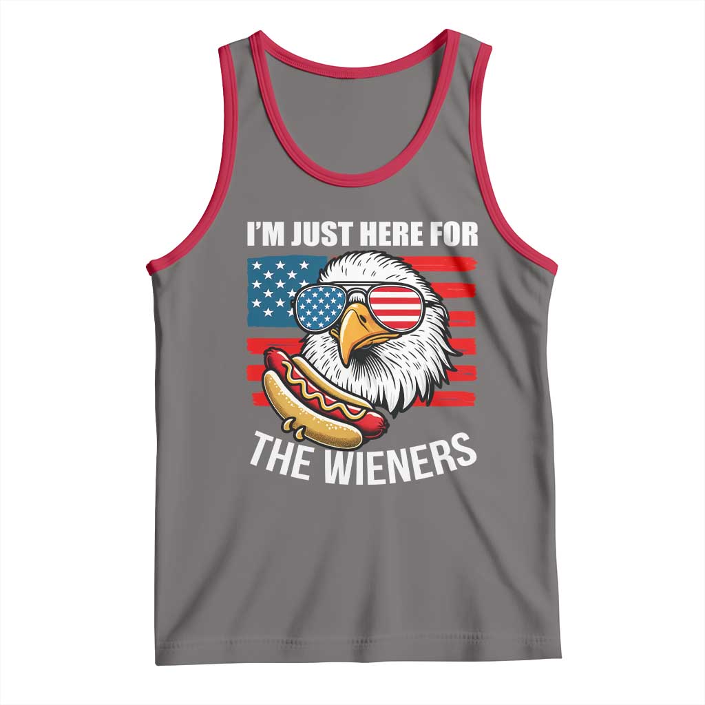 Funny I'm Just Here For The Wieners Tank Top 4th Of July Bald Eagle Hot Dog Lover - Wonder Print Shop