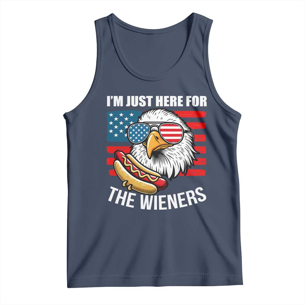 Funny I'm Just Here For The Wieners Tank Top 4th Of July Bald Eagle Hot Dog Lover - Wonder Print Shop
