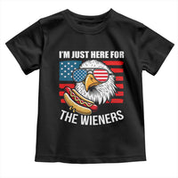 Funny I'm Just Here For The Wieners Toddler T Shirt 4th Of July Bald Eagle Hot Dog Lover - Wonder Print Shop