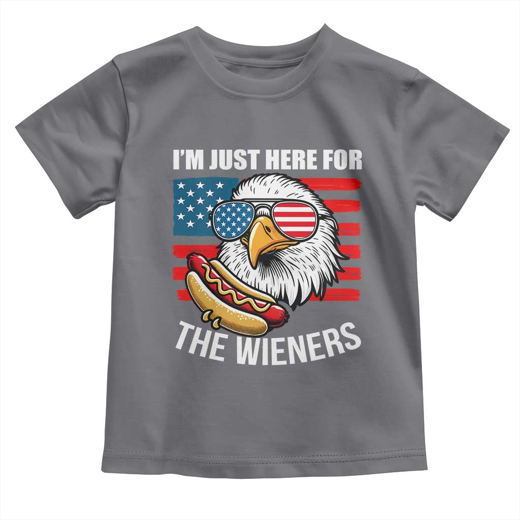 Funny I'm Just Here For The Wieners Toddler T Shirt 4th Of July Bald Eagle Hot Dog Lover - Wonder Print Shop