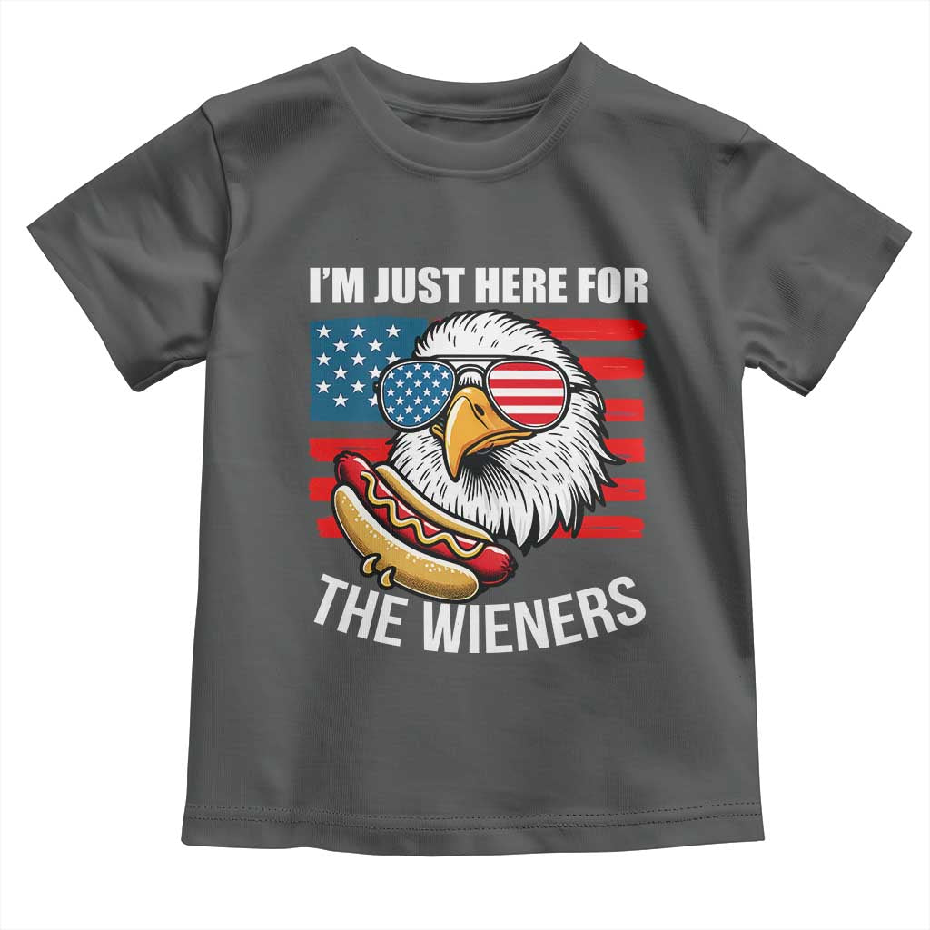Funny I'm Just Here For The Wieners Toddler T Shirt 4th Of July Bald Eagle Hot Dog Lover - Wonder Print Shop