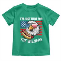 Funny I'm Just Here For The Wieners Toddler T Shirt 4th Of July Bald Eagle Hot Dog Lover - Wonder Print Shop