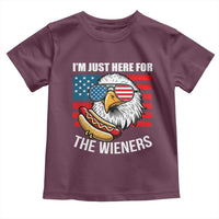 Funny I'm Just Here For The Wieners Toddler T Shirt 4th Of July Bald Eagle Hot Dog Lover - Wonder Print Shop