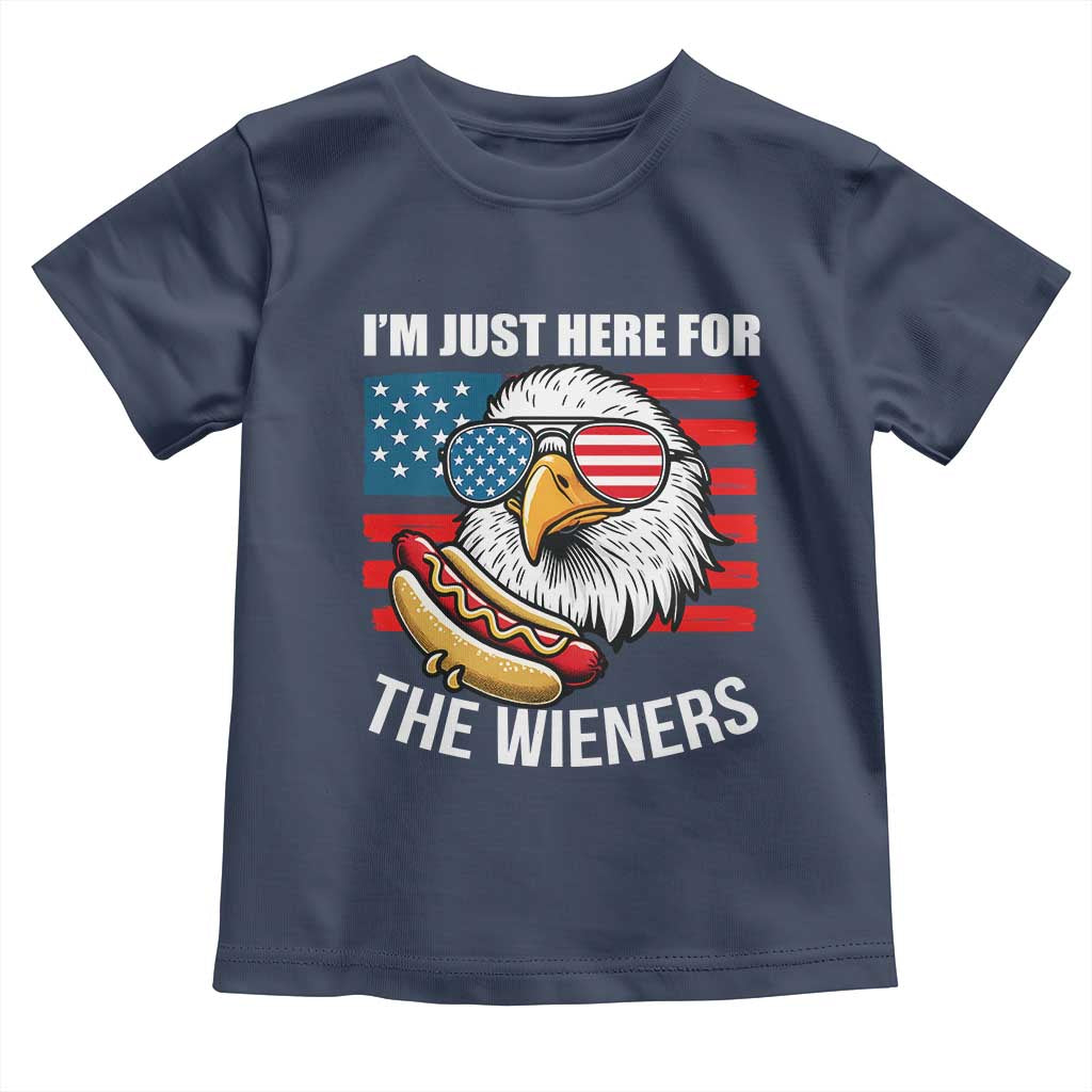 Funny I'm Just Here For The Wieners Toddler T Shirt 4th Of July Bald Eagle Hot Dog Lover - Wonder Print Shop