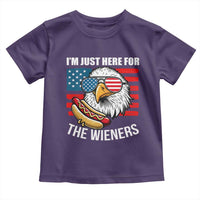 Funny I'm Just Here For The Wieners Toddler T Shirt 4th Of July Bald Eagle Hot Dog Lover - Wonder Print Shop
