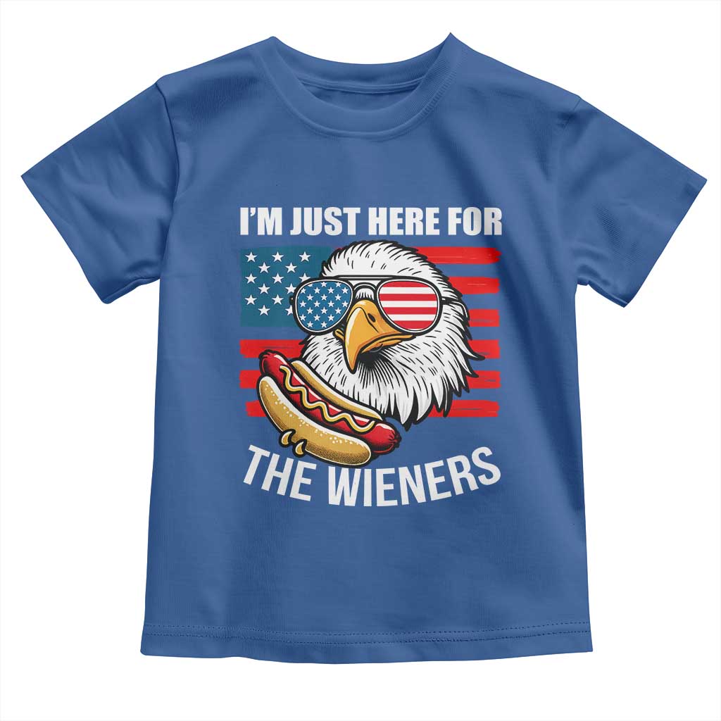 Funny I'm Just Here For The Wieners Toddler T Shirt 4th Of July Bald Eagle Hot Dog Lover - Wonder Print Shop