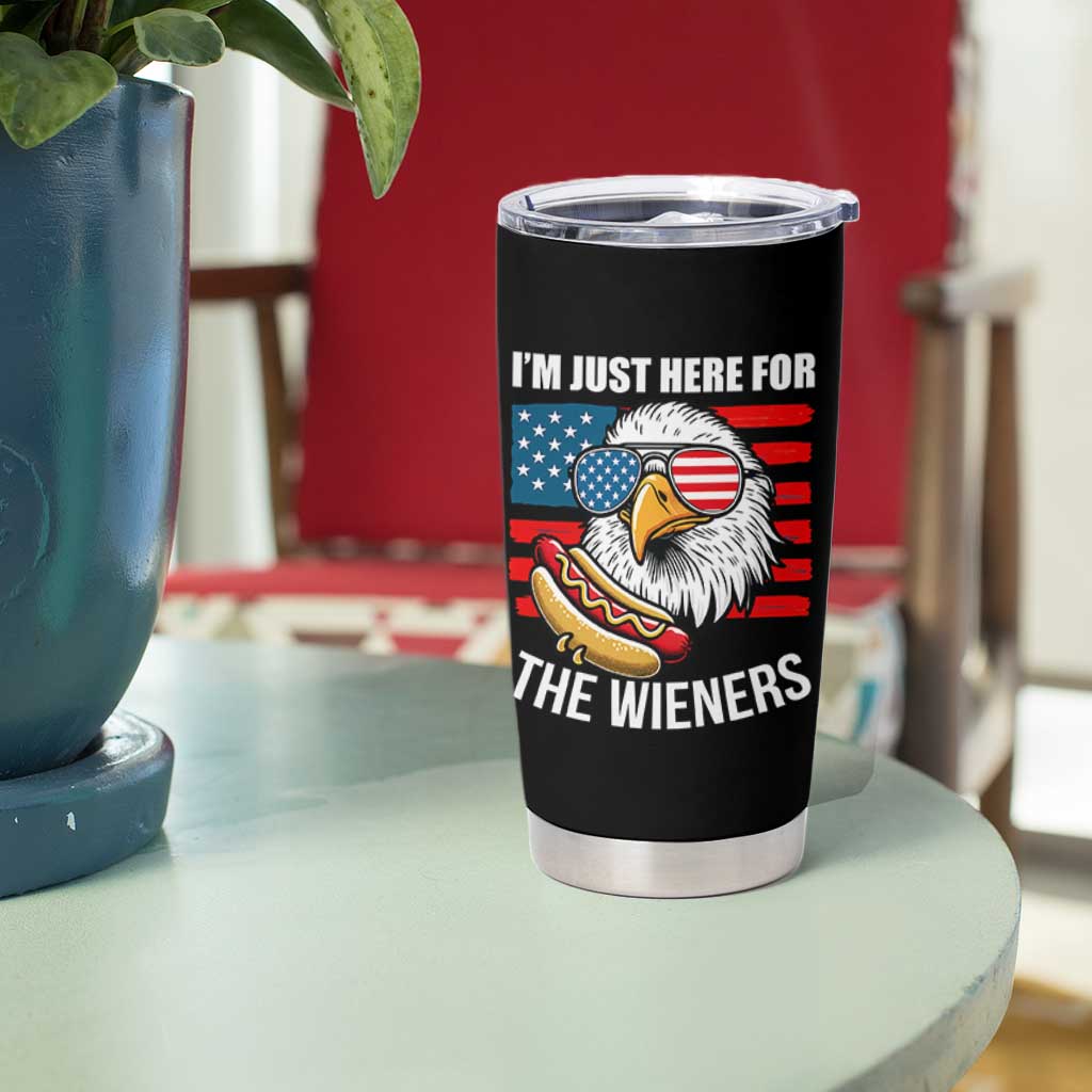 Funny I'm Just Here For The Wieners Tumbler Cup 4th Of July Bald Eagle Hot Dog Lover - Wonder Print Shop