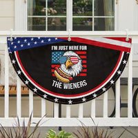Funny I'm Just Here For The Wieners Patriotic Fan Flag 4th Of July Bald Eagle Hot Dog Lover