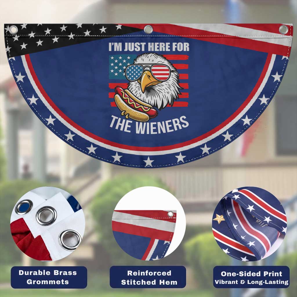 Funny I'm Just Here For The Wieners Patriotic Fan Flag 4th Of July Bald Eagle Hot Dog Lover