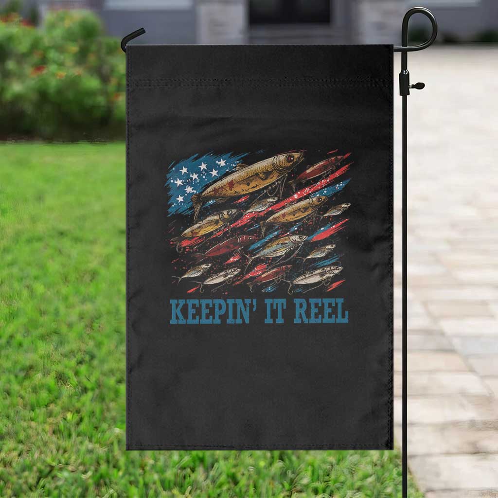 Funny Fisherman Keepin It Reel Garden Flag Fishing Lure American Flag Bass Fishing - Wonder Print Shop