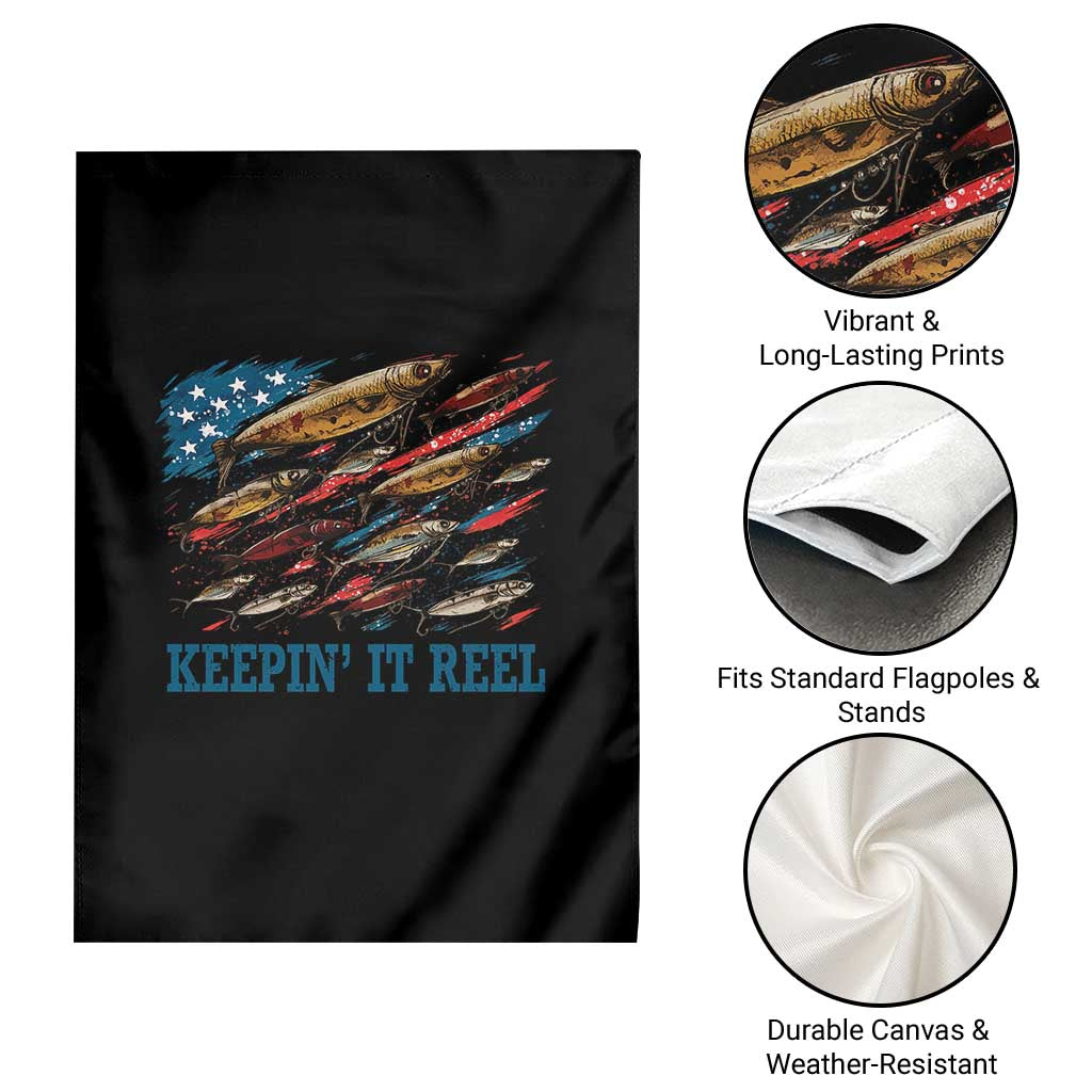Funny Fisherman Keepin It Reel Garden Flag Fishing Lure American Flag Bass Fishing - Wonder Print Shop