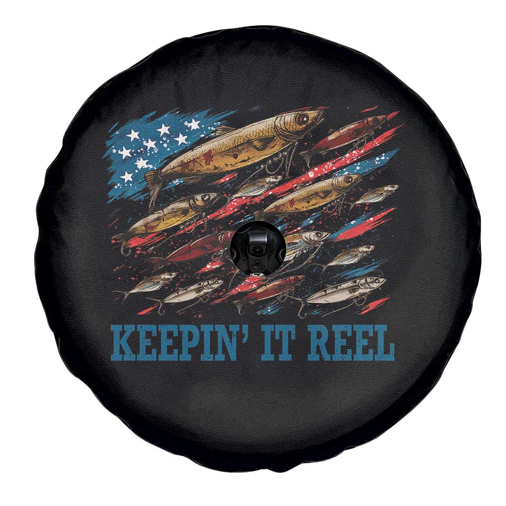 Funny Fisherman Keepin It Reel Spare Tire Cover Fishing Lure American Flag Bass Fishing - Wonder Print Shop