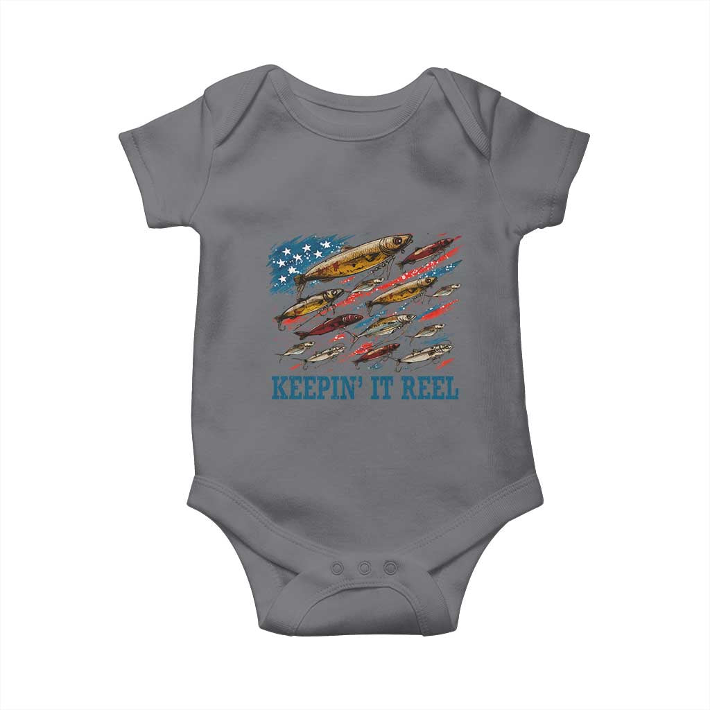 Funny Fisherman Keepin It Reel Baby Onesie Fishing Lure American Flag Bass Fishing - Wonder Print Shop
