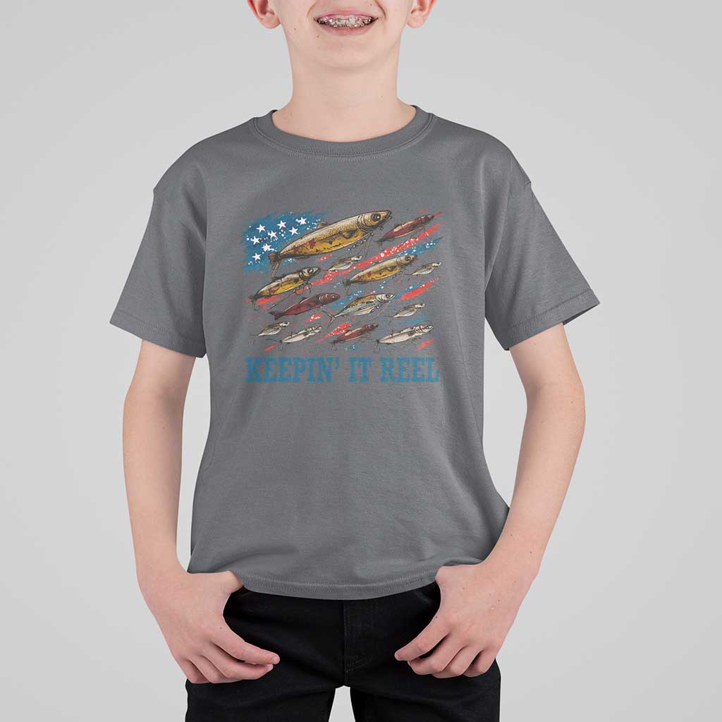 Funny Fisherman Keepin It Reel T Shirt For Kid Fishing Lure American Flag Bass Fishing - Wonder Print Shop